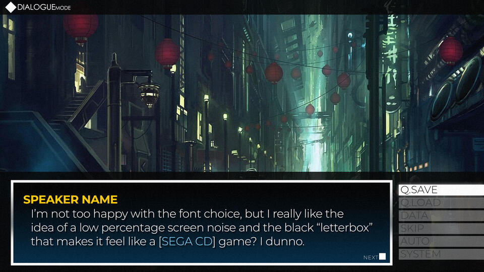 Snatcher-esque Visual Novel interface.