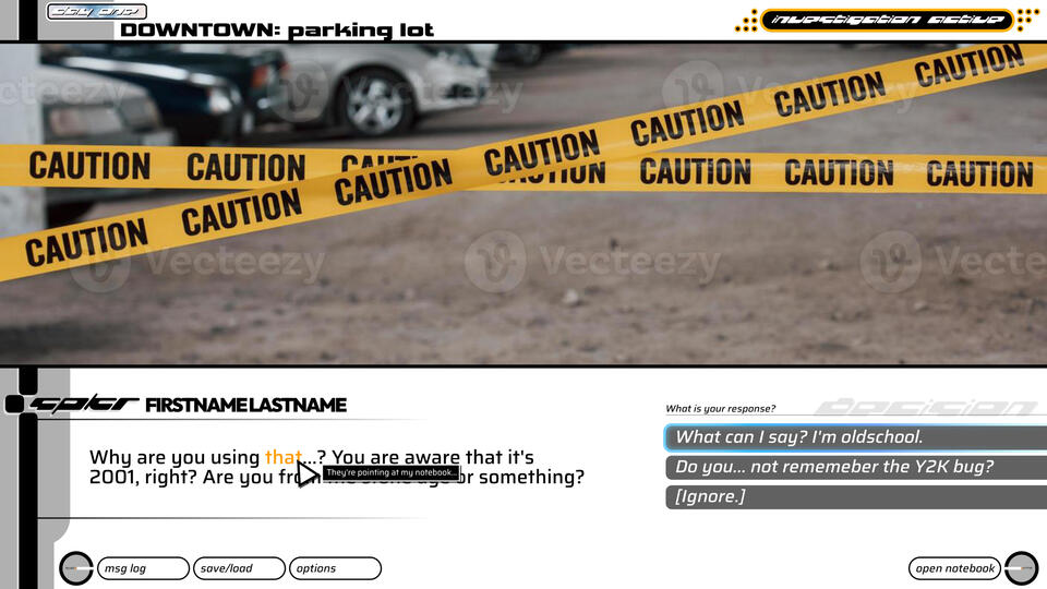 Y2K Detective Game - Exploration of Y2K design elements in a Ace Attorney style game.