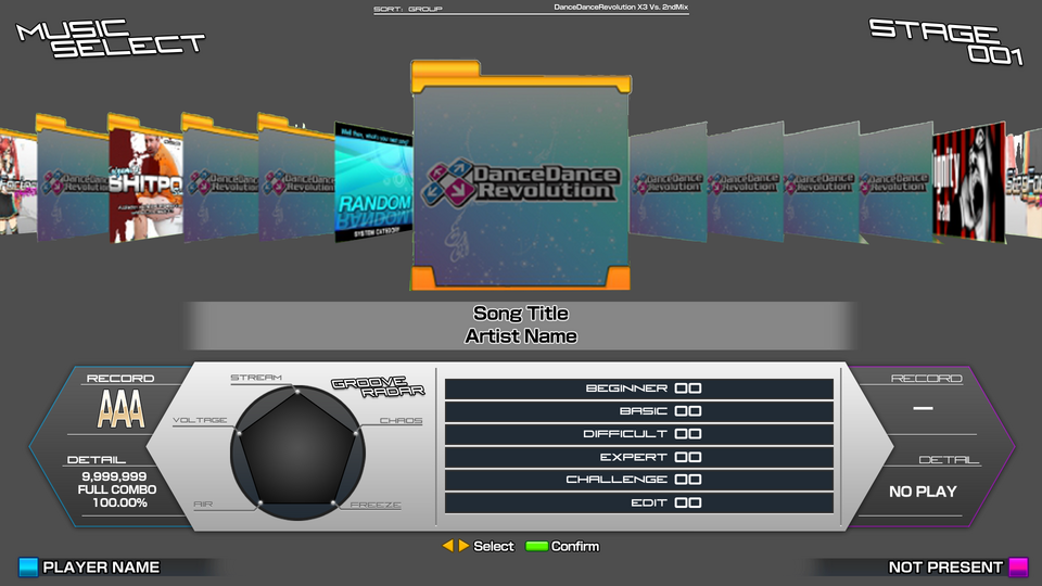 Mock-up DanceDanceRevolution UI.