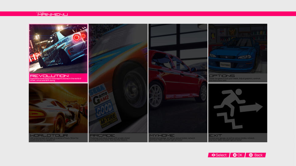 RREV Main Menu: Old prototype V2.